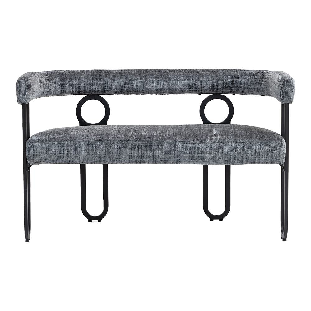 Doppelsofa mit abgerundeter Rückenlehne,Chenille-Stoff, modernes Design, Grau