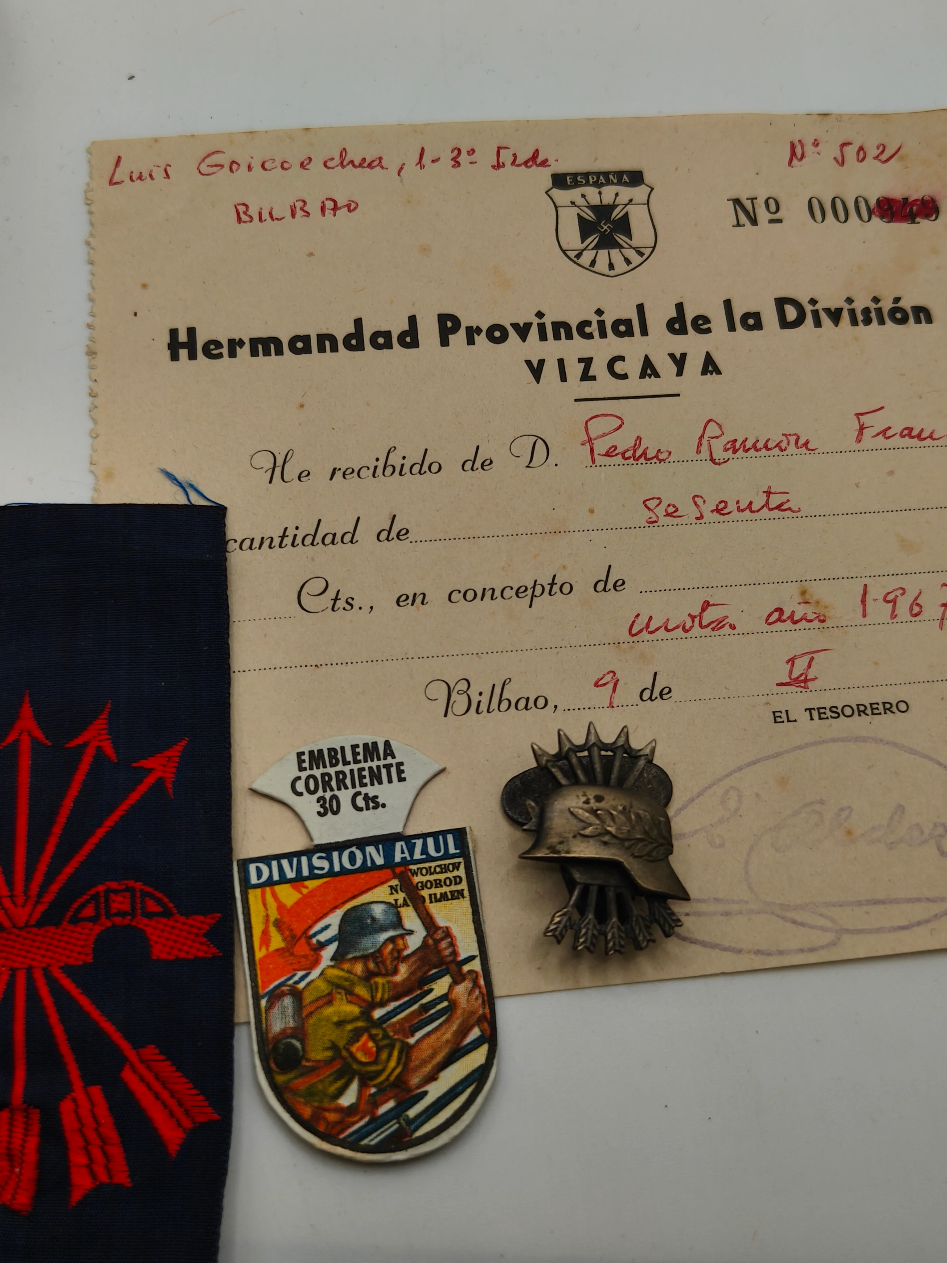 Lote hermandad divisi��n azul Vizcaya .