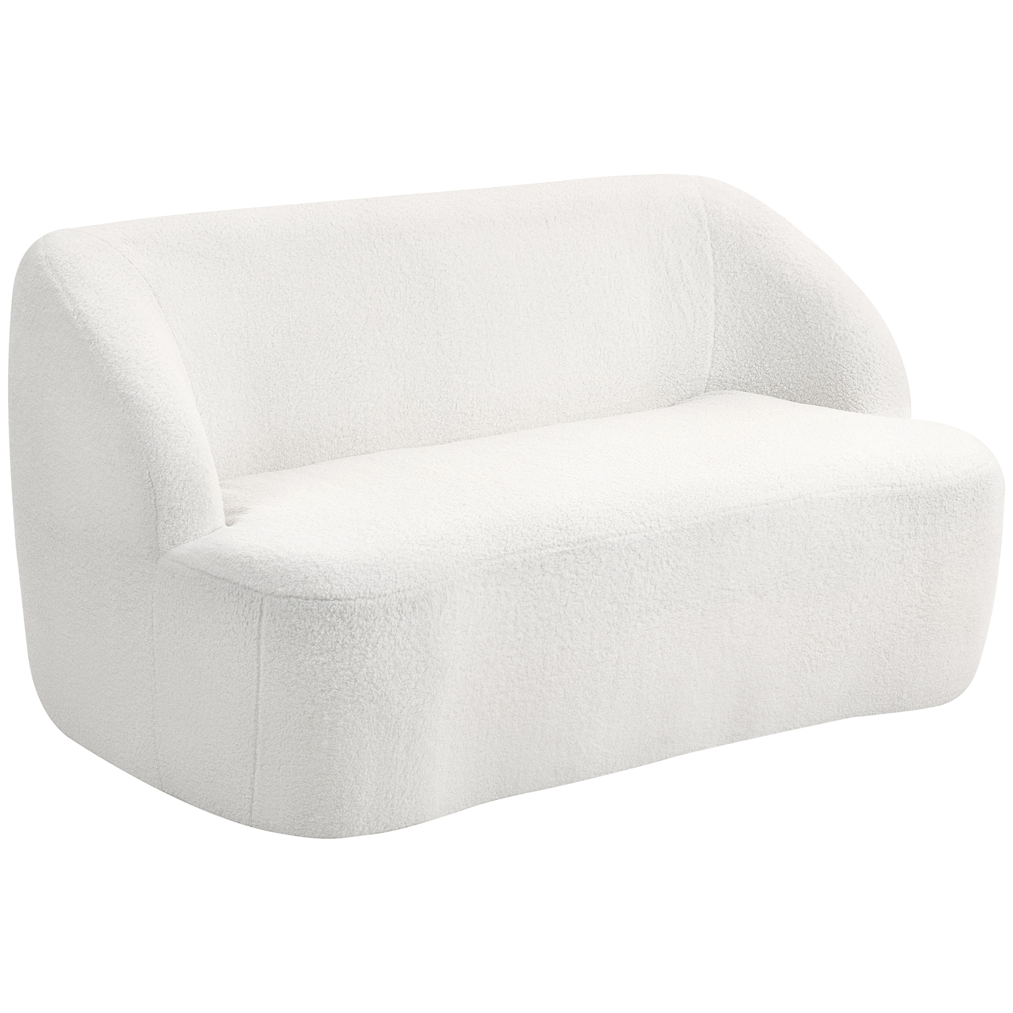 HOMCOM 2-Sitzer-Sofa, geschwungenes Design, Polstersofa mit Fleece-Bezug, für Wohnzimmer, Schlafzimmer, Homeoffice, Cremeweiß