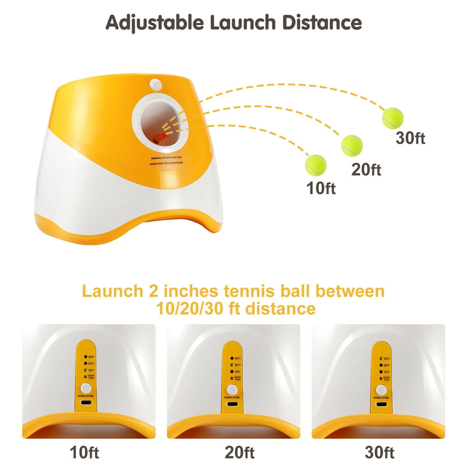 Automatic Ball Launcher for Dogs �C 3 Distance Settings & 6 Balls Included
