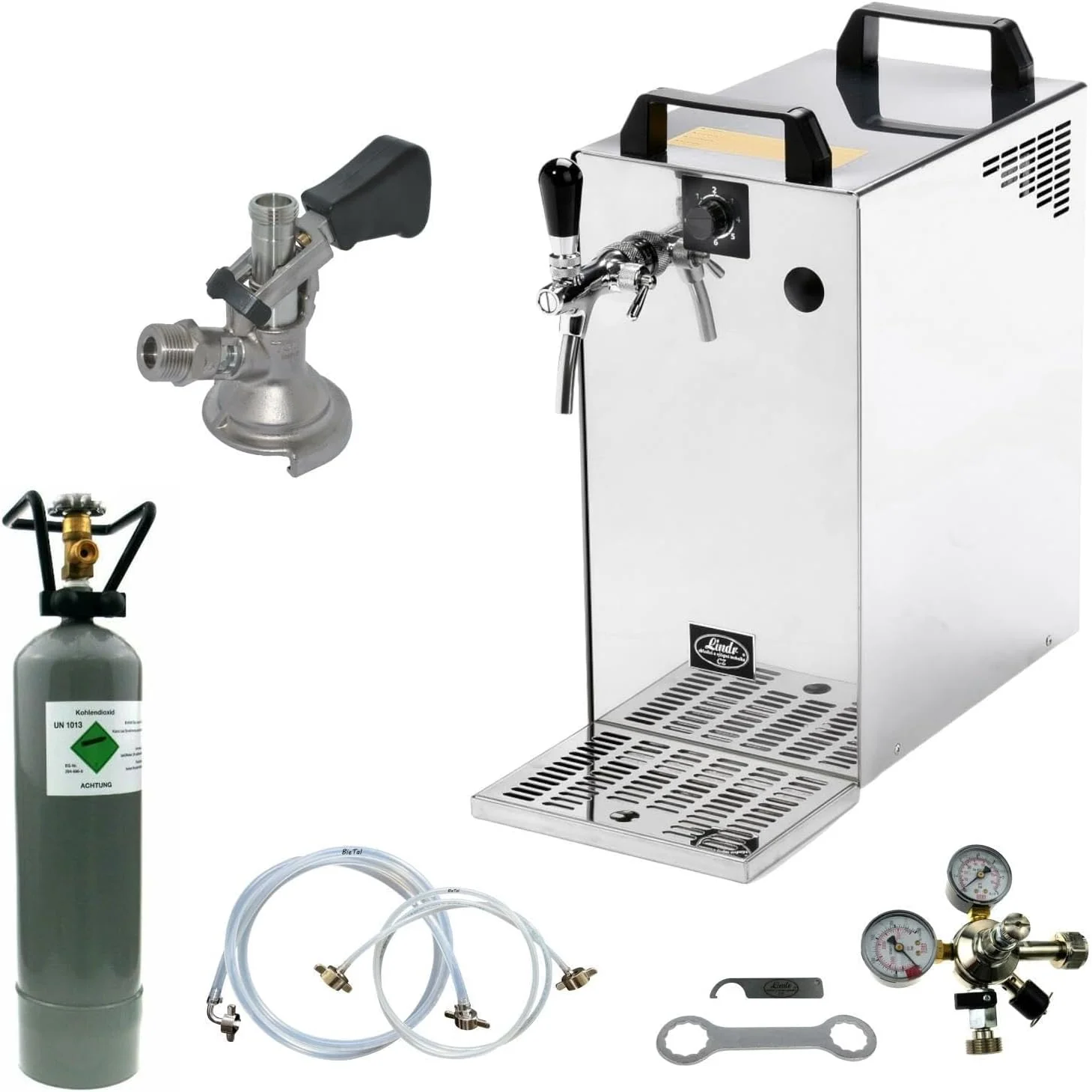 Bierkühler BieTal Bierzapfanlage 60 Liter 1-leitig KOMPLETTSET, CO2 2 Kg, KEG Kombi