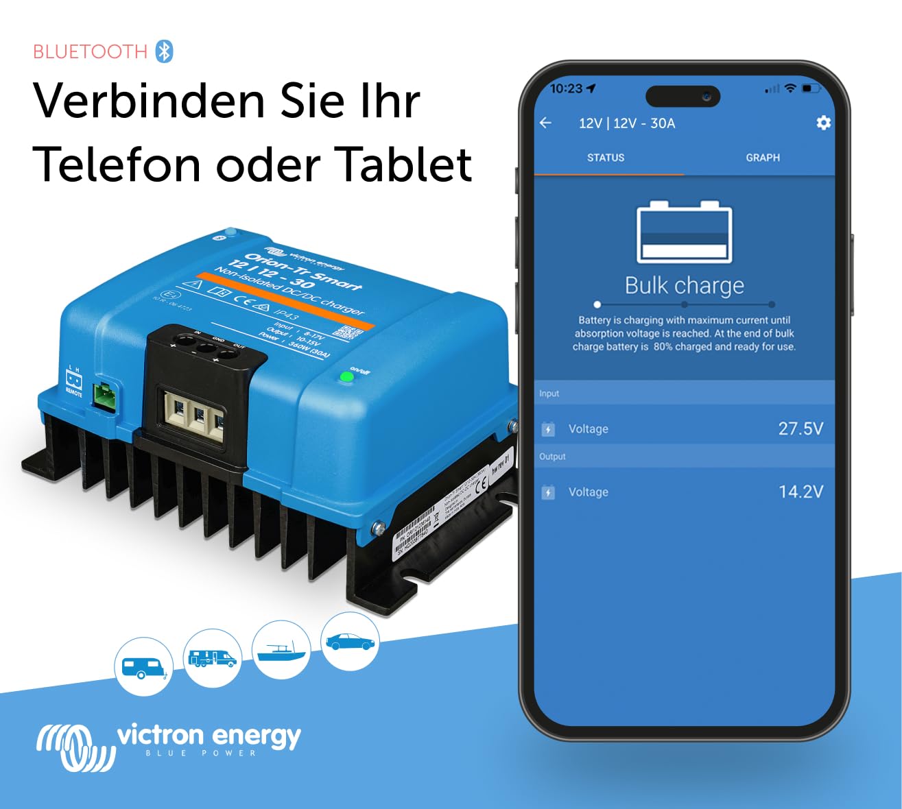 Victron Energy Orion-Tr Smart DC-DC Ladebooster 12/12V 30A nicht isoliert für Wohnmobil Boot und Wohnwagen
