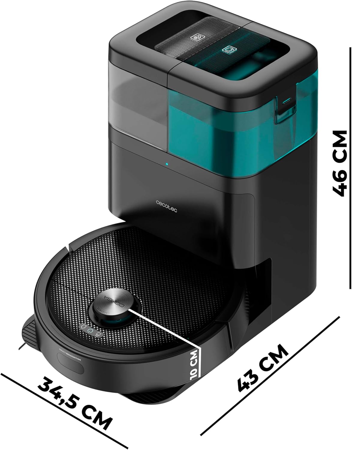 Cecotec Robot Aspirapolvere Lavapavimenti con Mappatura Conga 15090 SpinArm Home&Wash. 8000Pa, Mopas Elevabili, Home&Wash, 240m2, APP Bluetooth/WiFi, Carpet Care, Batteria 5200mAh, Pulizia Autonoma