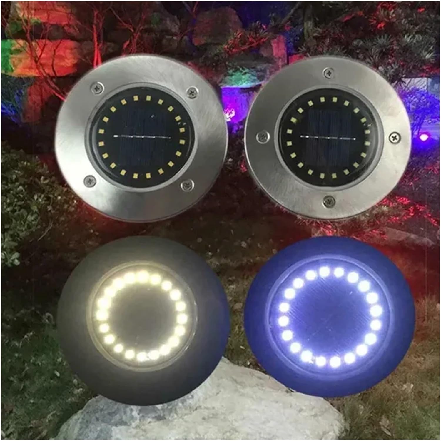 So Gartenleuchten mit 20 LEDs, hell, energieeffizient, für den Außenbereich, wasserdicht, vergraben, also LED-Strahler für Weg- und Landschaftsdekoration, Weiß, 12 Stück