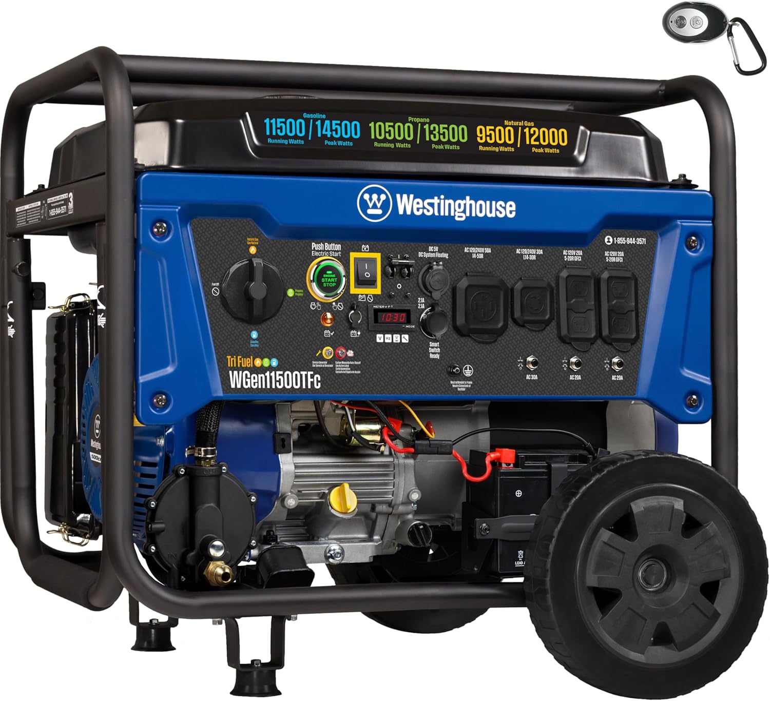 Westinghouse 14500 Peak Watt Tri-Fuel Home Backup Portable Generator  Remote Electric Start  Transfer Switch Ready  Gas  Propane  and Natural Gas Powered