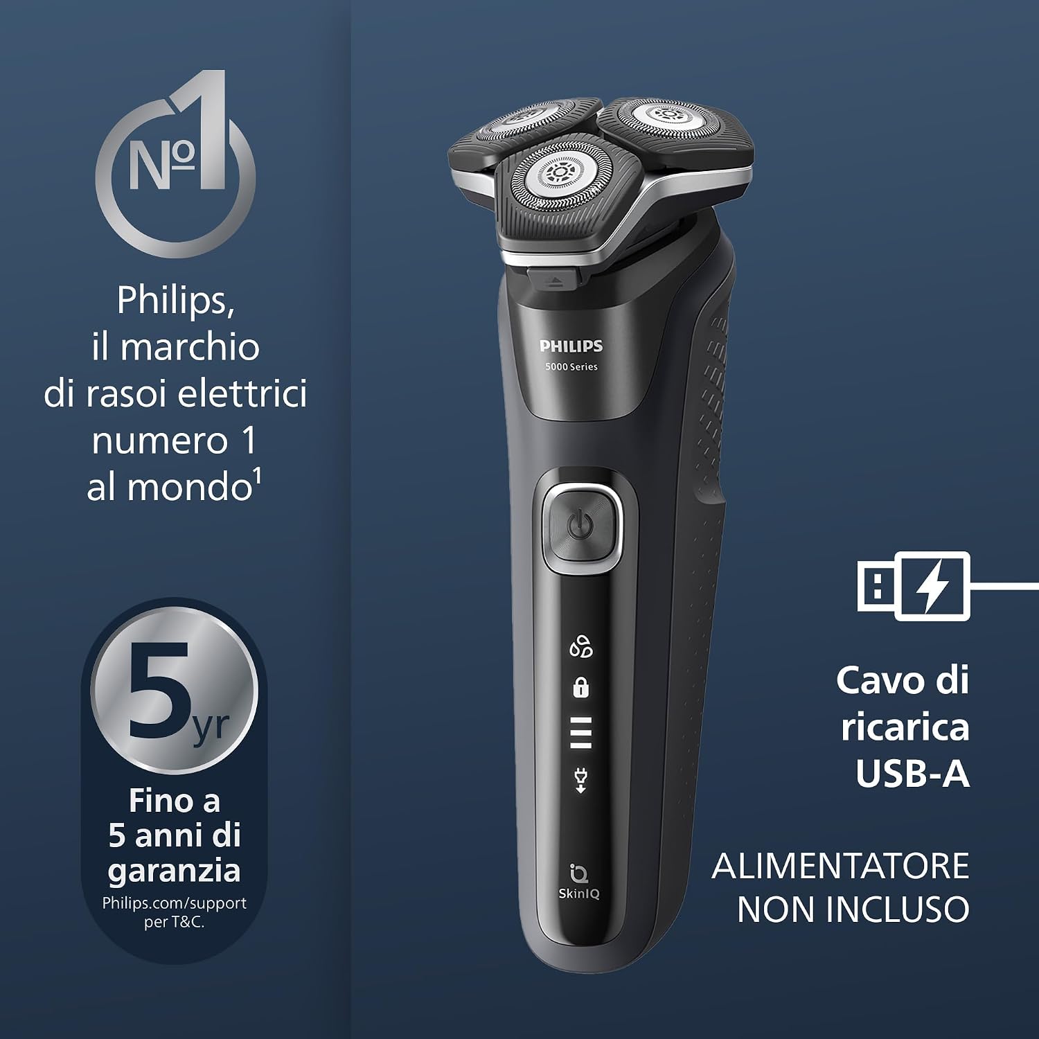 Philips Shaver Serie 5000, Rasoio Elettrico Wet & Dry (modello S5898/50)