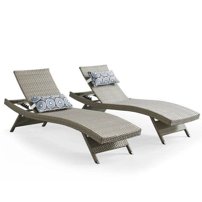 All Weather Wicker Chaise Lounge - Set of 2