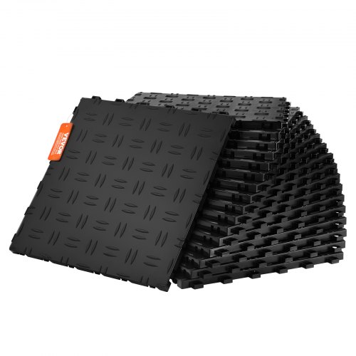 VEVOR Garagen-Bodenbeschläge, 305 x 305 x 13,4 mm, 50er-Set Industrieboden, rutschfeste doppelseitige Struktur-Garagenboden, für Garagen, Keller, Reparaturwerkstätten, Schwarz