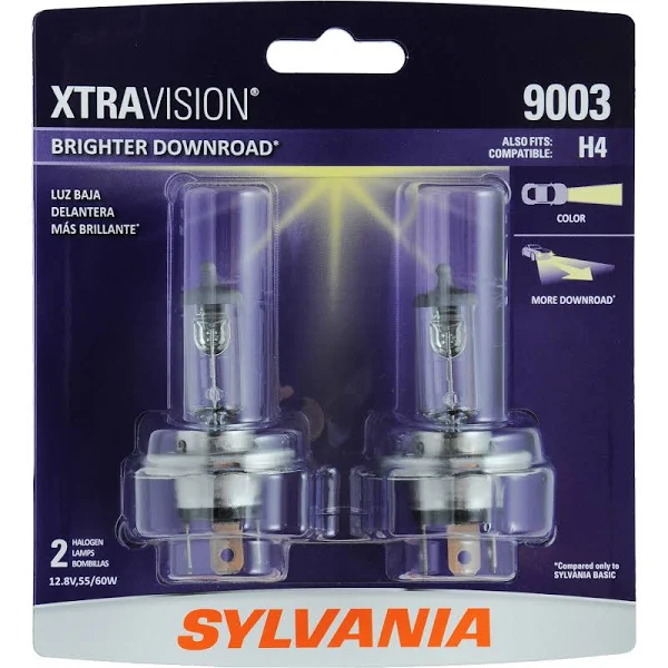 Sylvania XtraVision 9003 Headlight Bulbs, Bright Illumination, 2 Pack