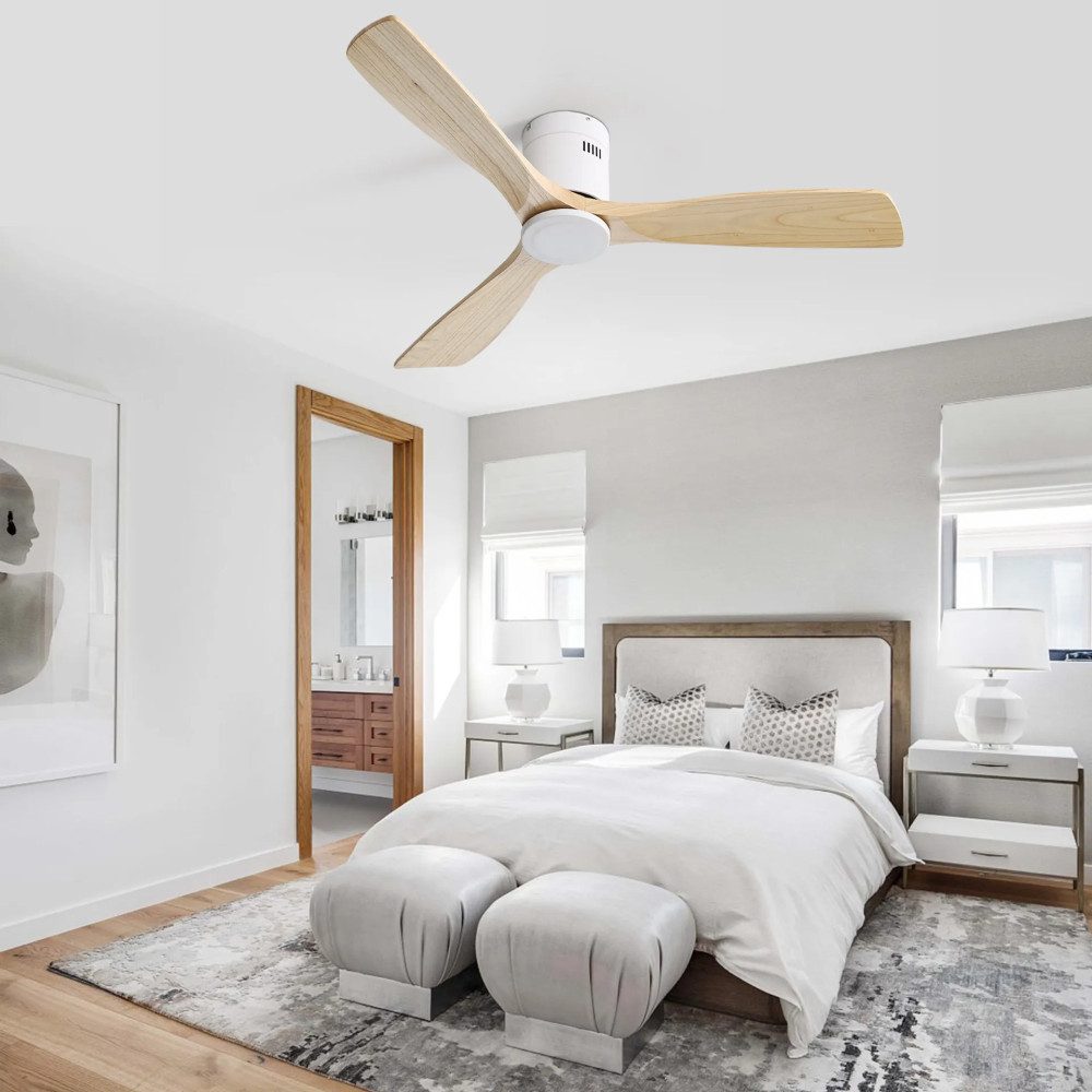Deckenventilator Deckenventilator 52 Zoll Naturholz mit 3 Massivholzflügeln