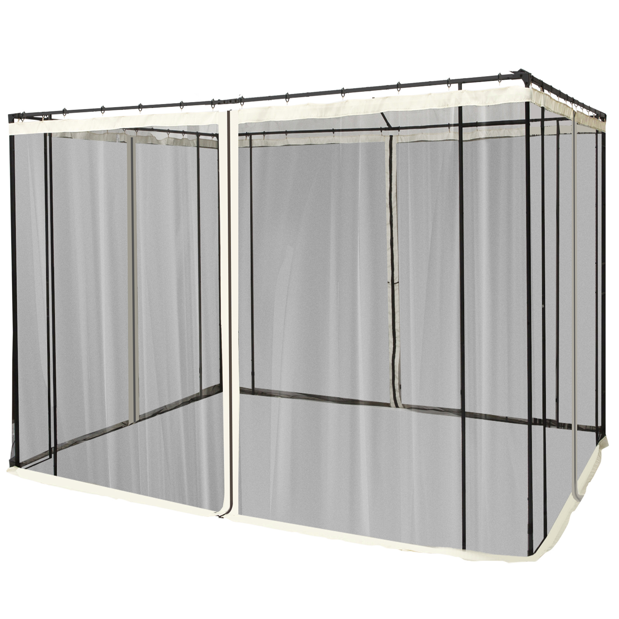 Outsunny Moskitonetz für 3x3 Pavillon 4 Seitenteile Fliegennetz mit Haken Reißverschluss Mückennetz Insektenschutz Fliegengitter Nylon-Mesh Schwarz