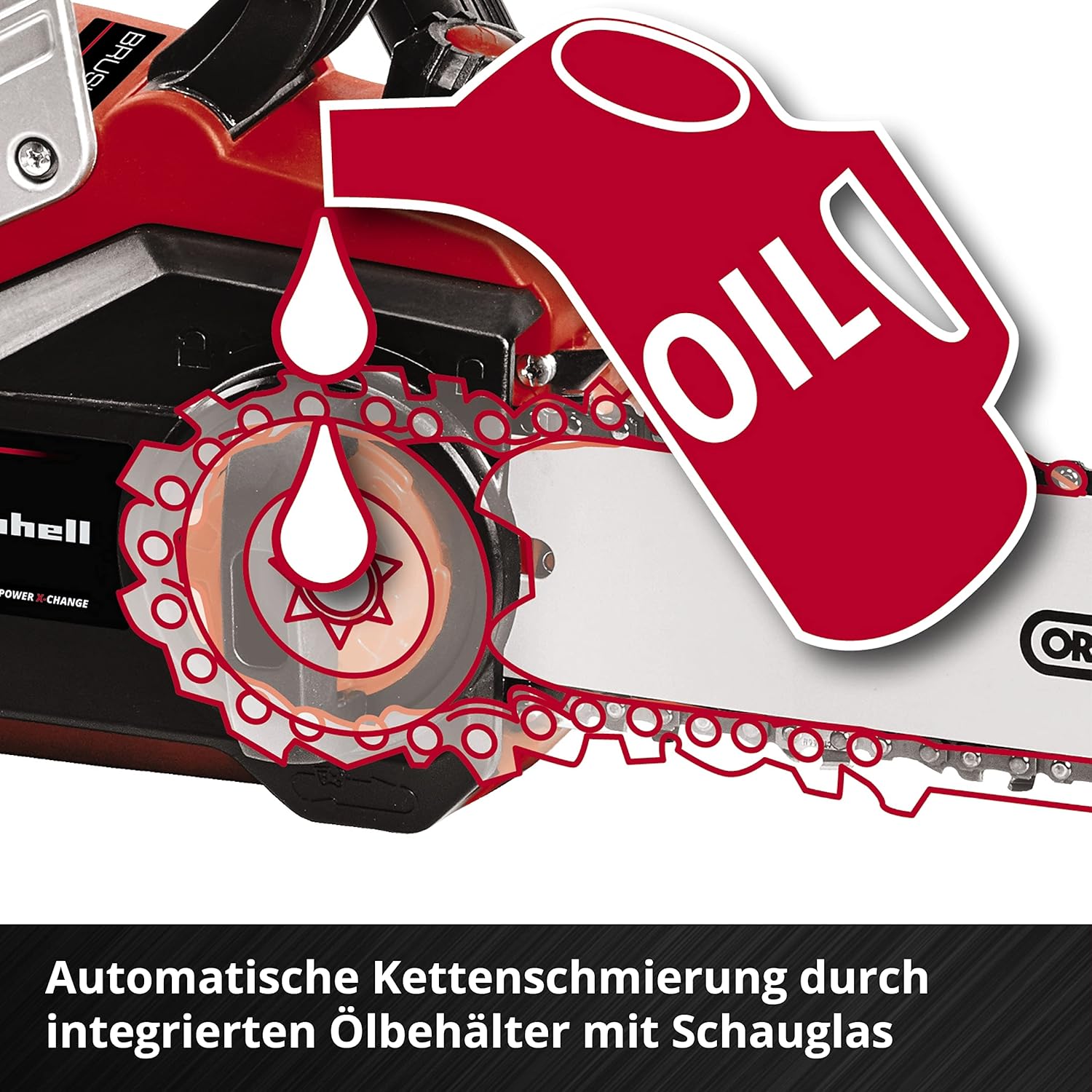 Einhell Akku-Kettensäge GE-LC 36/35 Li Power X-Change (Li-Ion, 36 V, 33 cm Schnittlänge, 15 m/s Schnittgeschwindigkeit, bürstenloser Elektromotor, inkl. 2x 4,0 Ah Akkus und Twincharger)