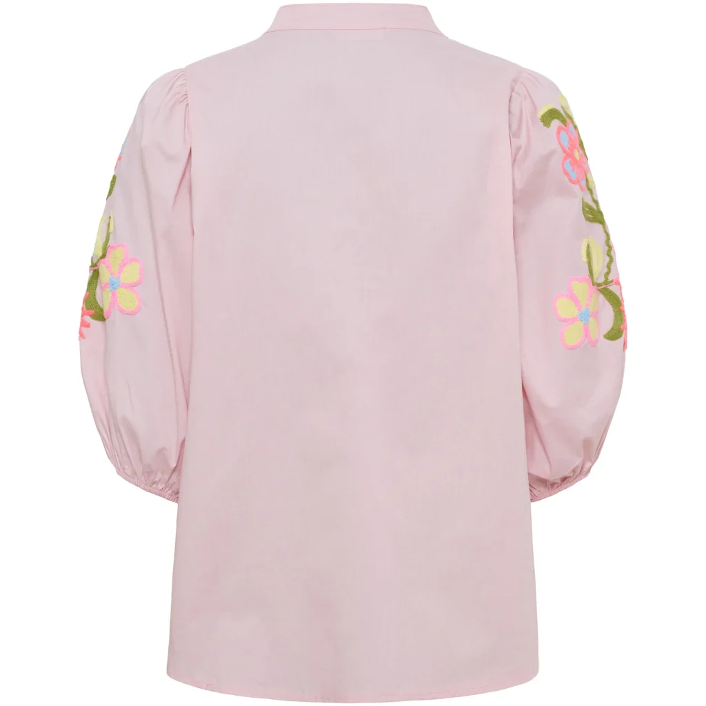 Vivia Floral Embroidered Shirt �C Pink | Women's Luxury Cotton Top