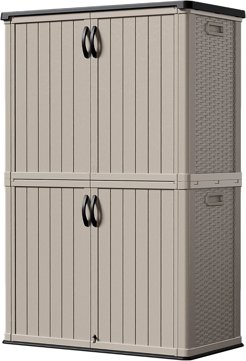 Devoko Outdoor Storage Cabinet 26 Cu Ft with Lockable Doors, Horizontal Storage Shed Waterproof Patio Tools Storage Box for Sofa Cushions, Gardening Tools and Accessories (White)