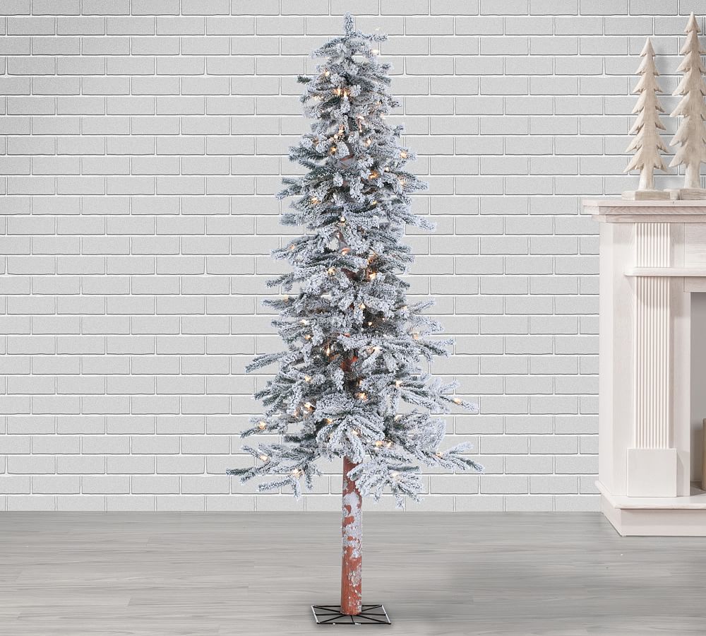Faux Lit Flocked Alpine Tree With Clear Lights   5 Ft.   tiaotiao