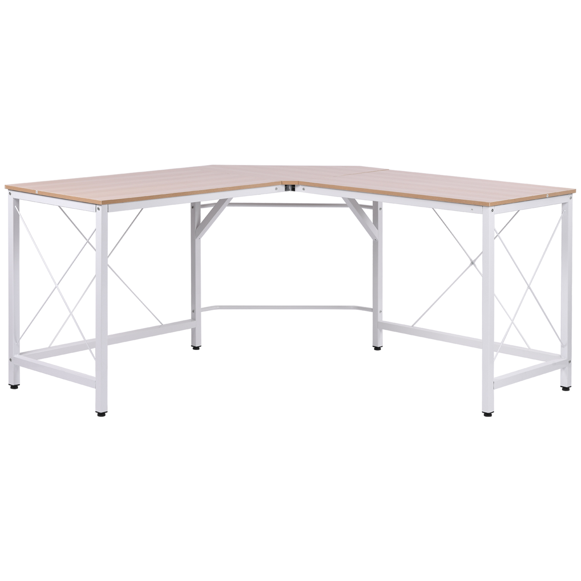 HOMCOM Computertisch Schreibtisch L-Form Arbeitstisch Bürotisch Eckschreibtisch Winkelschreibtisch MDF Natur 150 x 150 x 76 cm