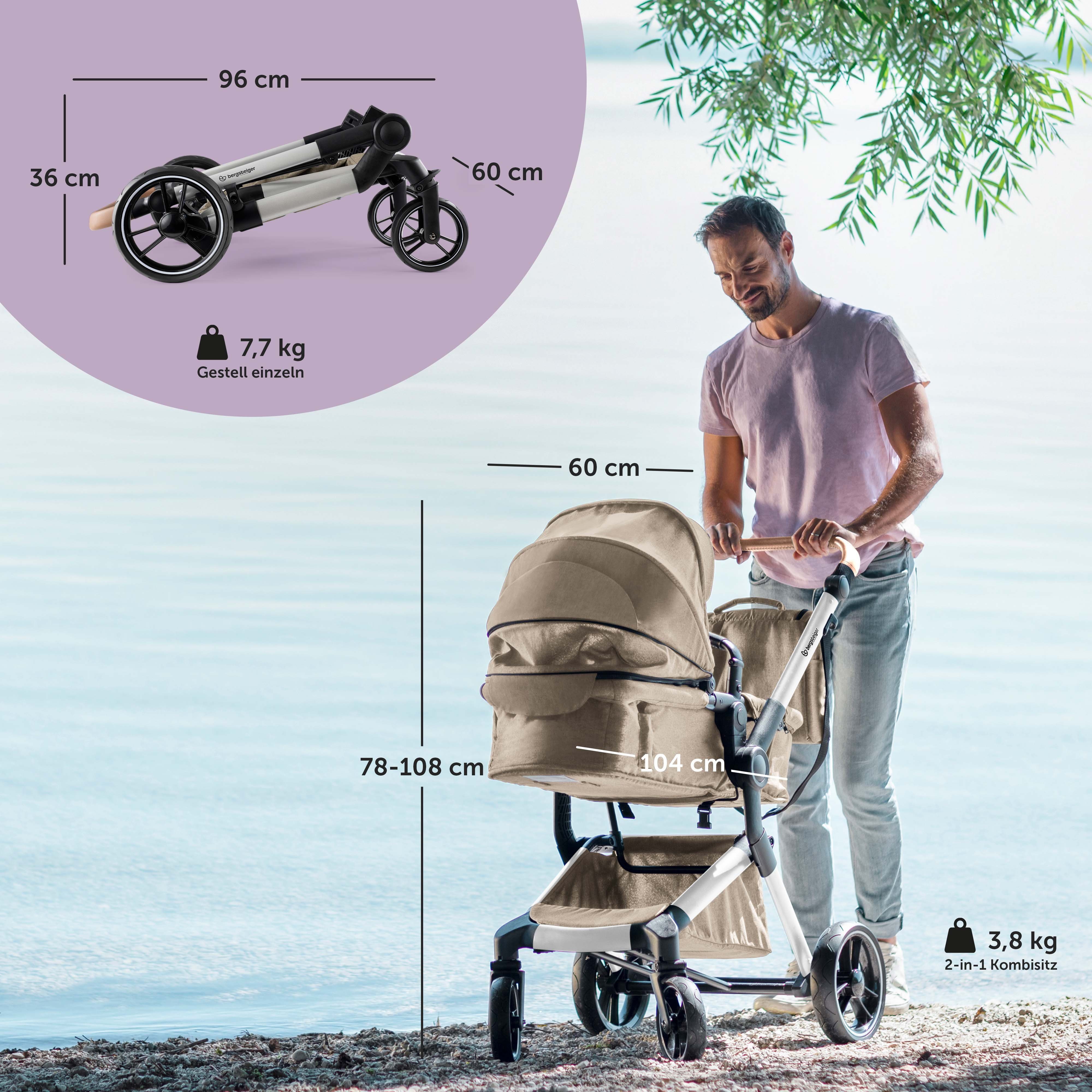 Kombi-Kinderwagen Bergsteiger Kinderwagen Lugo Kombikinderwagen 3in1/4in1
