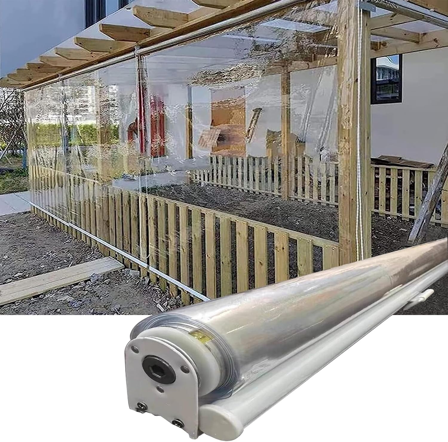 Outdoor-Rollschirme, wasserdicht, PVC, transparent, Gartenüberdachung, wetterfest, Fensterabdeckung, UV-Schutz für Terrasse und Veranda