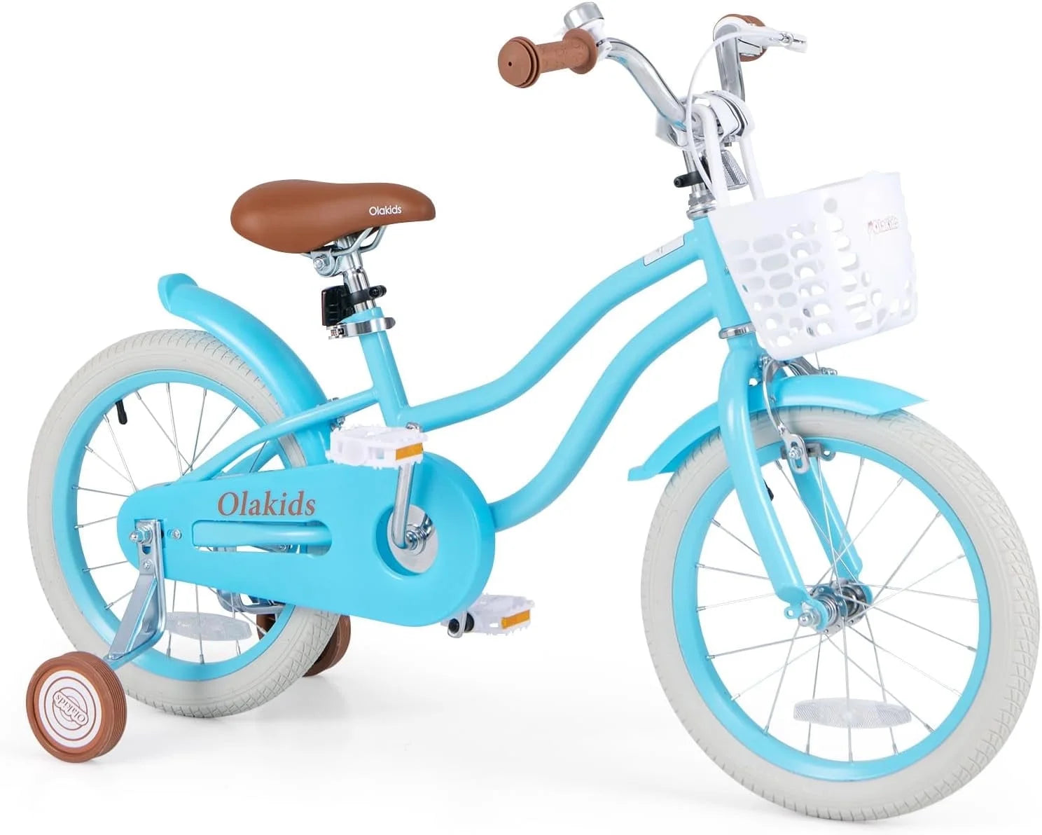 OLAKIDS Kids Bike, 12 14 16 18 Inch Toddlers Bike with Removable Training Wheels Basket, Safety Bell, Adjustable Seat Handlebar, Children&rsquo;s Bicycle for Girls Boys Age 3 8 Years Old