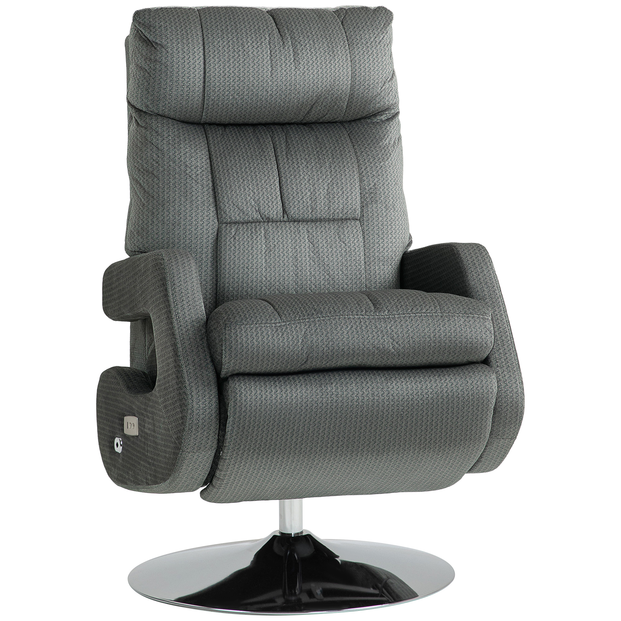 HOMCOM Recliner-Sessel, Elektrischer Polstersessel mit USB-Anschluss und Fußstütze, Samtoptik, drehbar, verstellbar, Grau