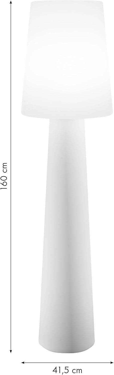 8 seasons design LED Stehlampe No. 1-160cm groß (Weiß), E27, RGB Farbwechsel, dimmbar, Fernbedienung – wetterfest – Stehleuchte für innen & außen (Garten, Terrasse) - robust und langlebig