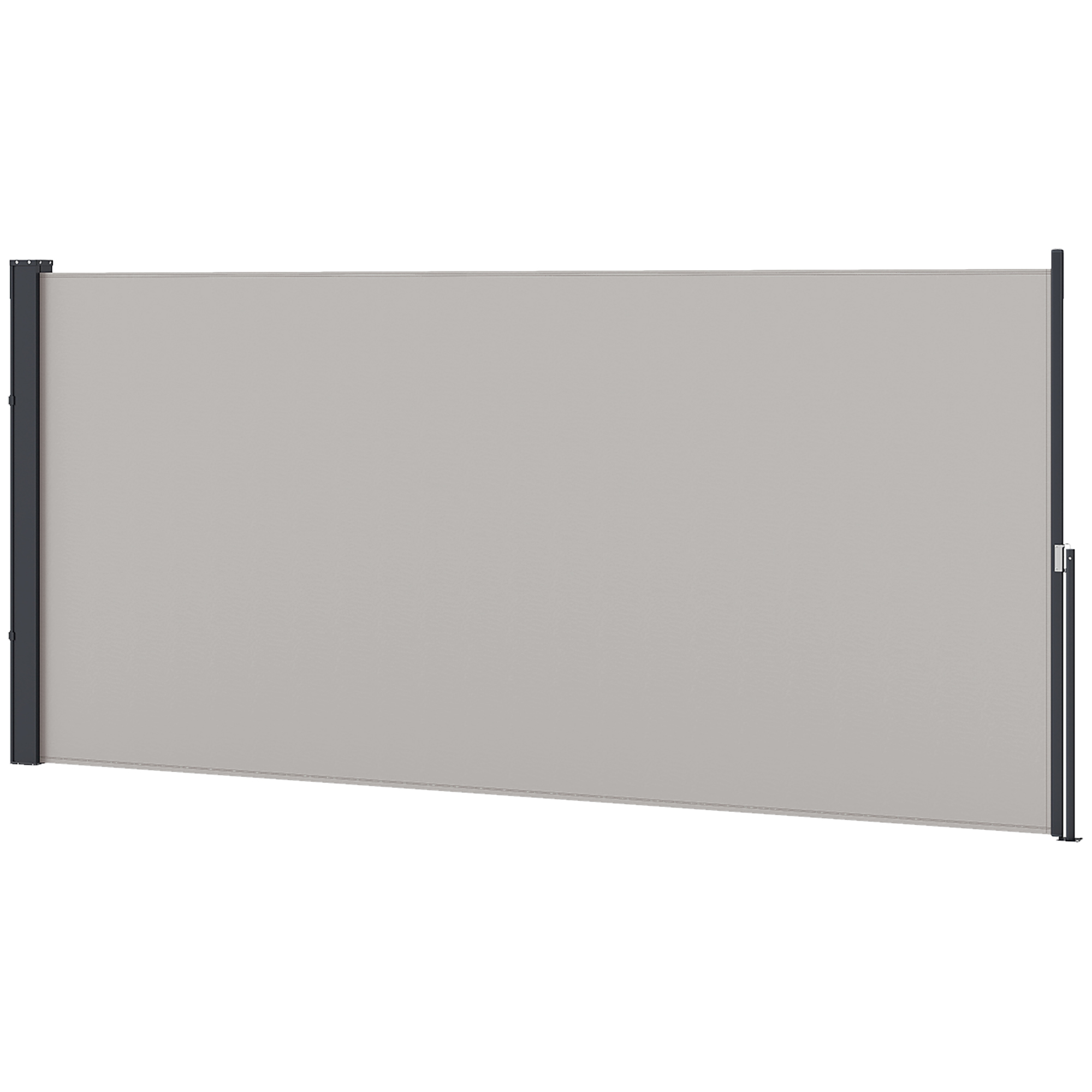 Outsunny Seitenmarkise, Seitenrollo, ausziehbar, Sichtschutz, Aluminium/Polyester, 3 x 1,4 m, Hellgrau