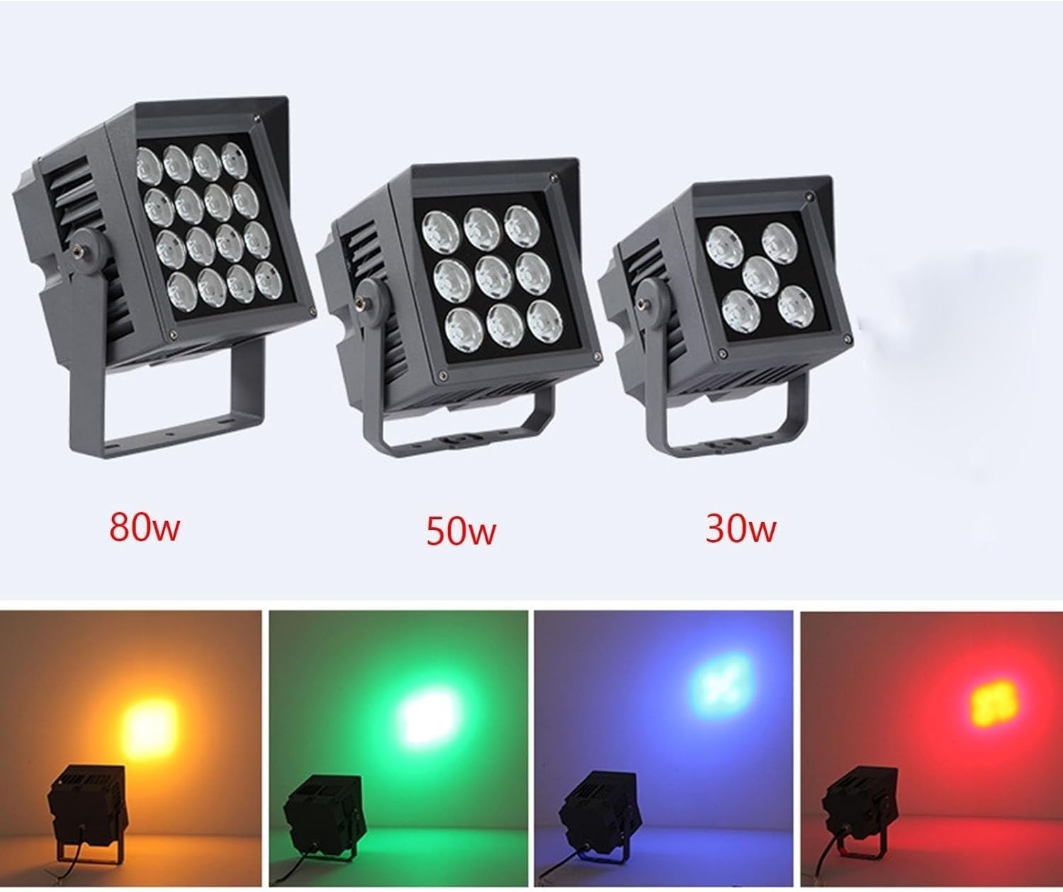 LED-Flutlicht - Außenstrahler, AC85-265V-Scheinwerferstrahler, Wasserdichter Strahlerstrahler Großer Reichweite, Schmallicht-Wandfluter Außenbereich Gartenrasenleuchten(Red Light,80W)