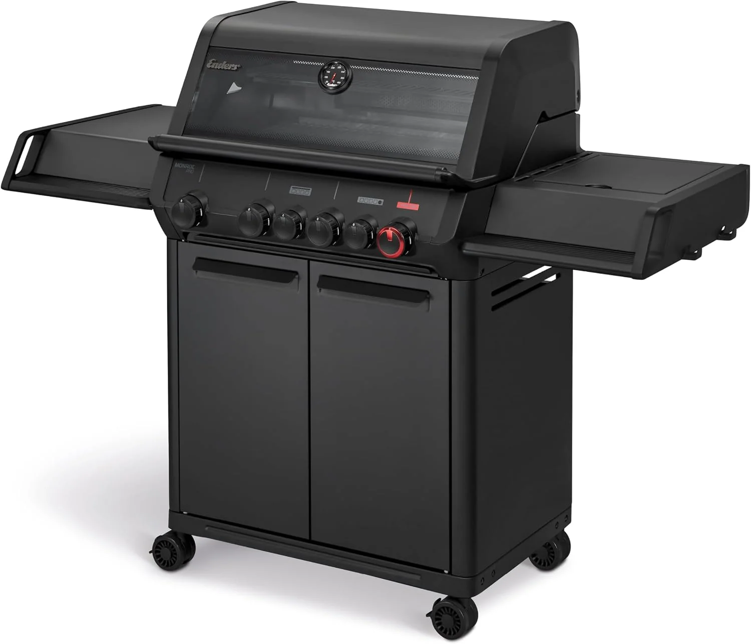 Enders Gasgrill MONROE PRO 4 SIKR TURBO SHADOW, 4-Edelstahlbrenner, 800 °C TURBO ZONE, Seitenkocher, Infrarot-Backburner, Sichtfenster, HEAT RANGE