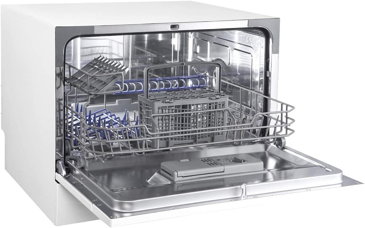 Lavastoviglie compatta da tavolo TD602E-W Mini lavastoviglie con 6 coperti, 6 programmi, display a LED, avvio ritardato e funzione di lavaggio nelle Ore non di Punta - Bianco