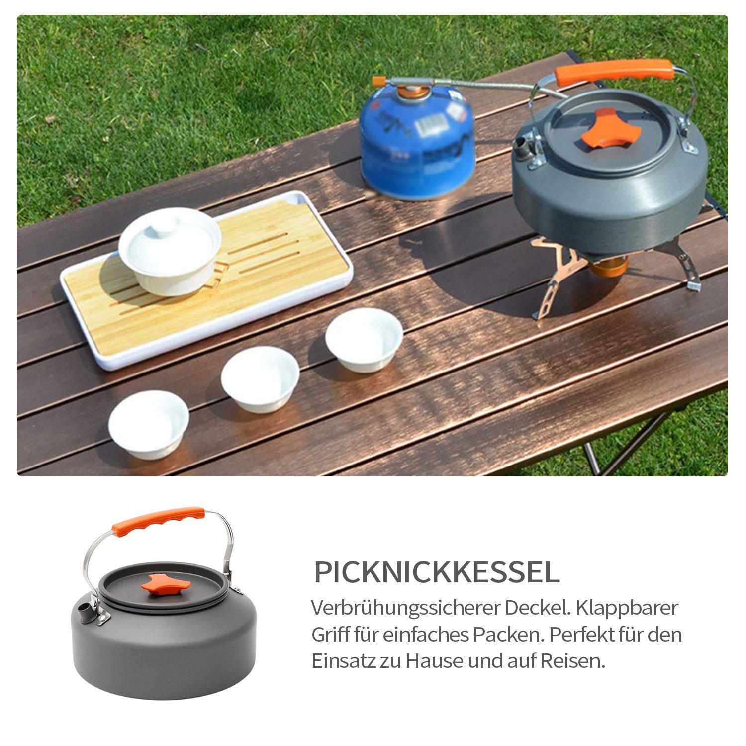 Wasserkessel Camping Wasserkocher,mit klappbarem Haltegriff,1.6L