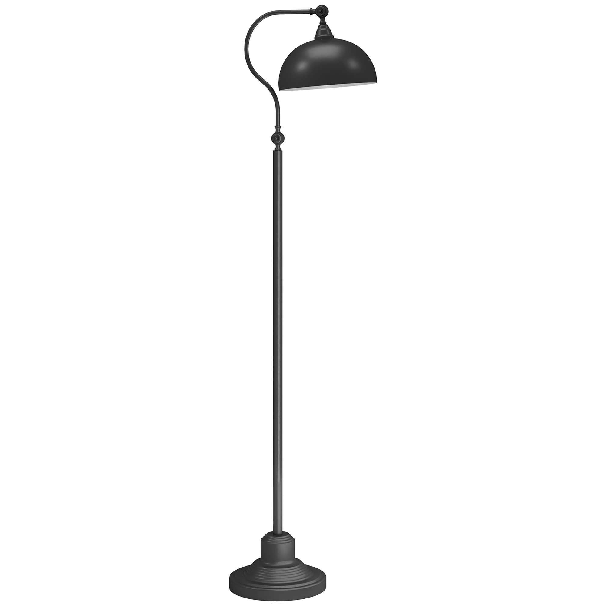 HOMCOM Stehleuchte im Vintage-Design, verstellbarer Winkel, Metall, 42 x 25,5 x 152 cm, Schwarz