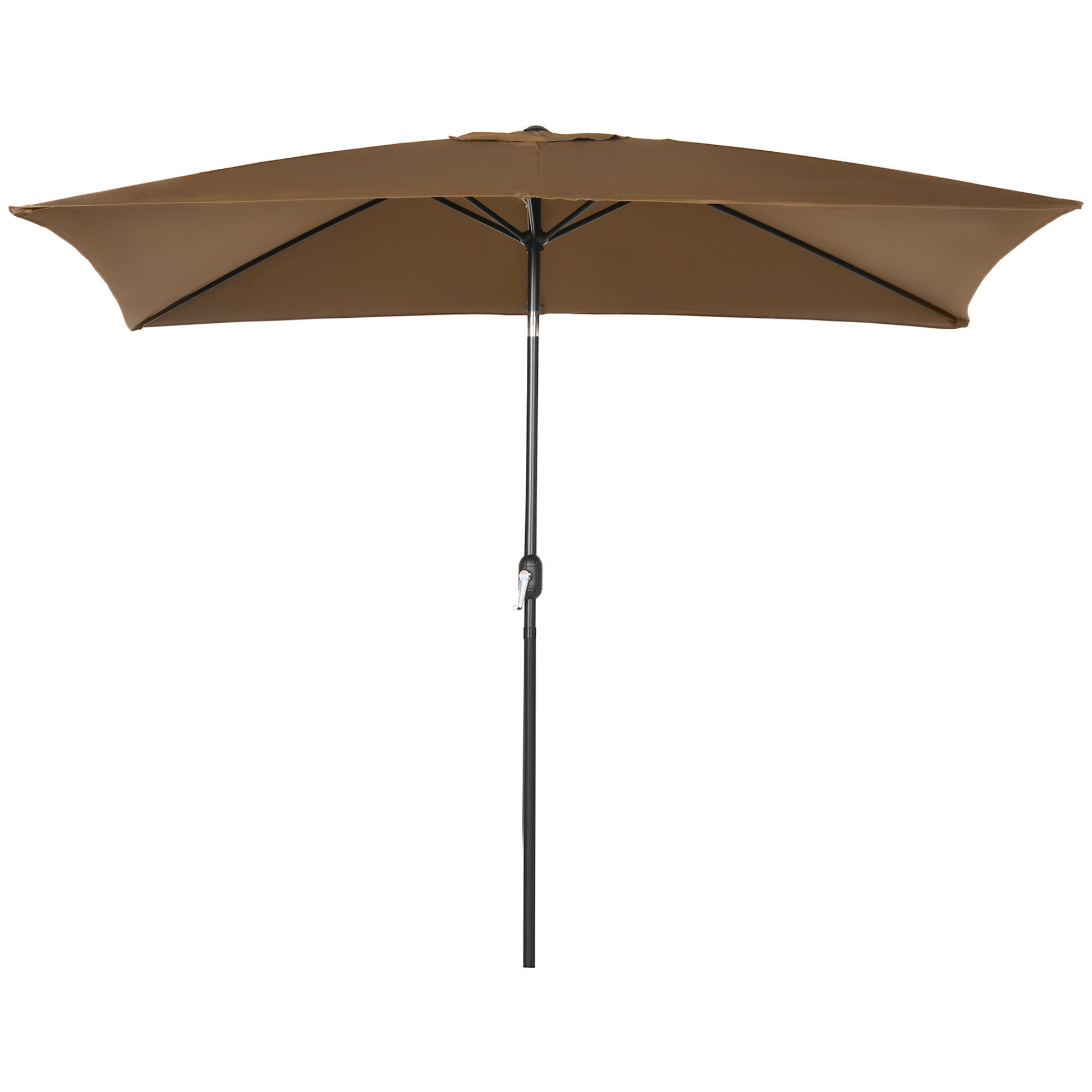 Outsunny Rechteckiger neigbarer Sonnenschirm Sonnenschutz Polyestergewebe 180 g/m² 202 x 293 cm Braun
