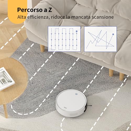 OKP K5B Robot Aspirapolvere e Mocio Ultra Sottile 7.7 cm, 2500Pa, Wi Fi/App/Alexa, Adatto per Salviette Monouso, Ideale per Peli di Animali, Tappeti, Pavimenti Duri, Automatic Recharge : Casa e cucina