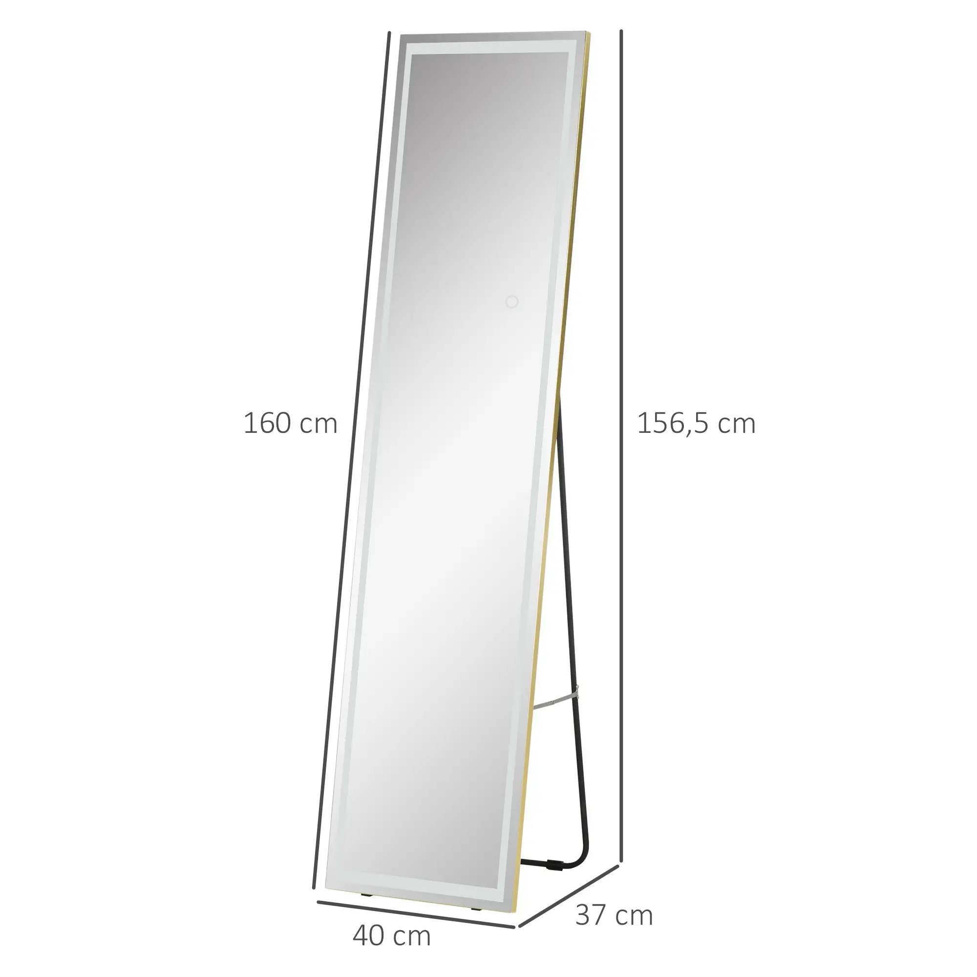 HOMCOM Standspiegel LED dimmbar 3 Lichtfarben wandmontierbar