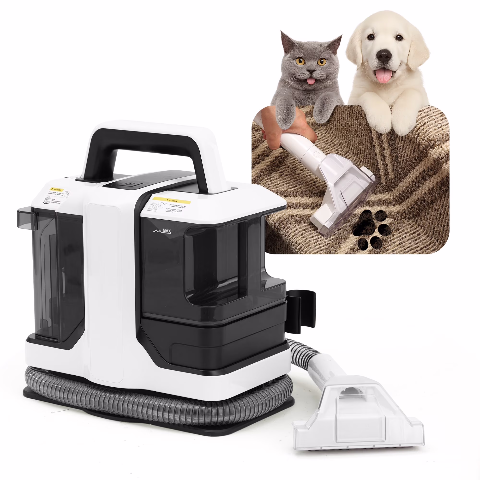 Reecoo W1 Wet/Dry Handheld Carpet Steamer and Upholstery Cleaner with Brushes for Couch, Carpet