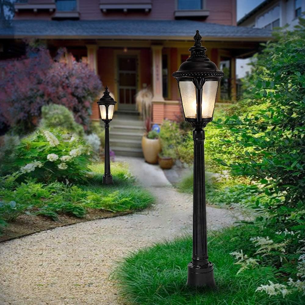 Premium 1,85 m Aluminium-Stehlampe für den Außenbereich, E27, helle Laterne, klassische europäische Landschaftsbeleuchtung für Gärten, Straßen und Outdoor-Dekoration, ländlicher Stil