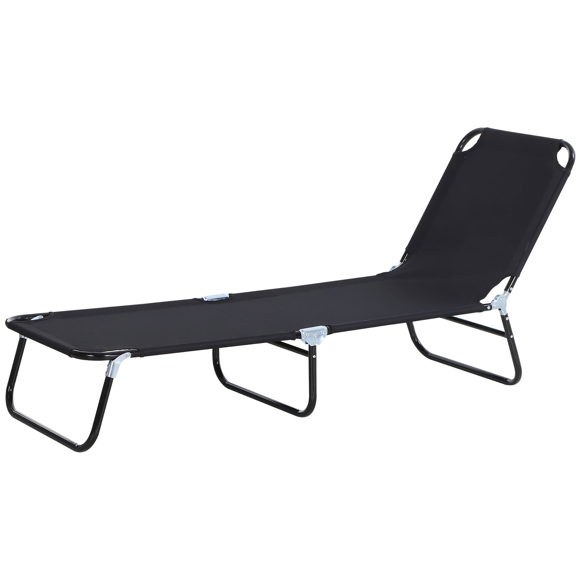 Outsunny Sonnenliege, 5-fach verstellbare Rückenlehne, schnelltrocknend, Metallrahmen, 190 x 56 x 28 cm, Schwarz