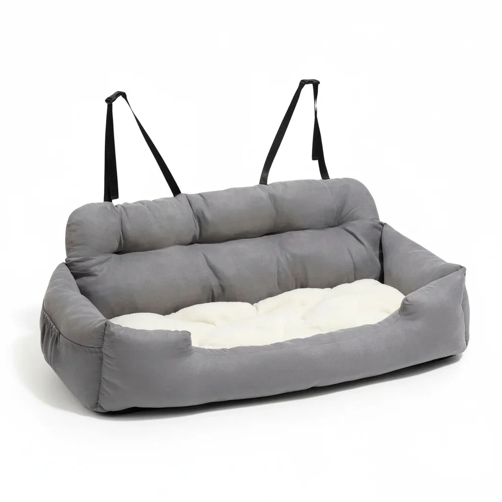 Adjustable Dog Car Seat �C Soft Cotton Interior & Safety Straps