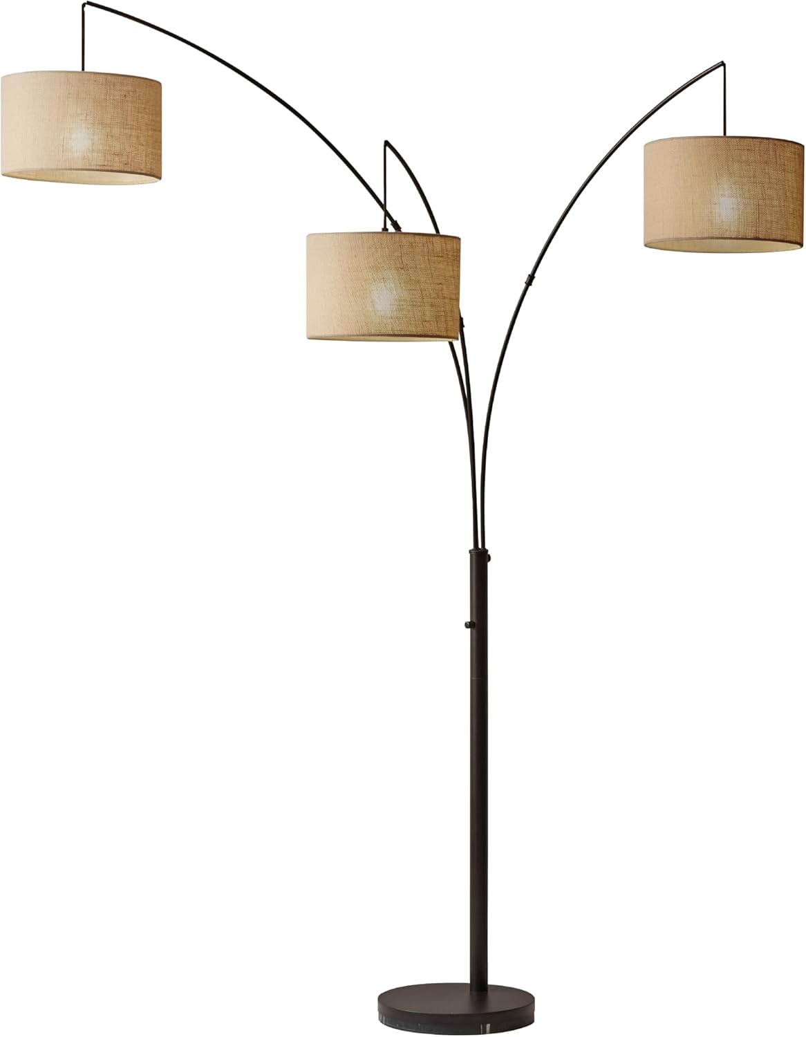 Adesso Arc Floor Lamp with 3 Movable Shades & Dimmable Brightness - Perfect Lighting for Bedroom, Living Room and Corner Decor, Antique Bronze