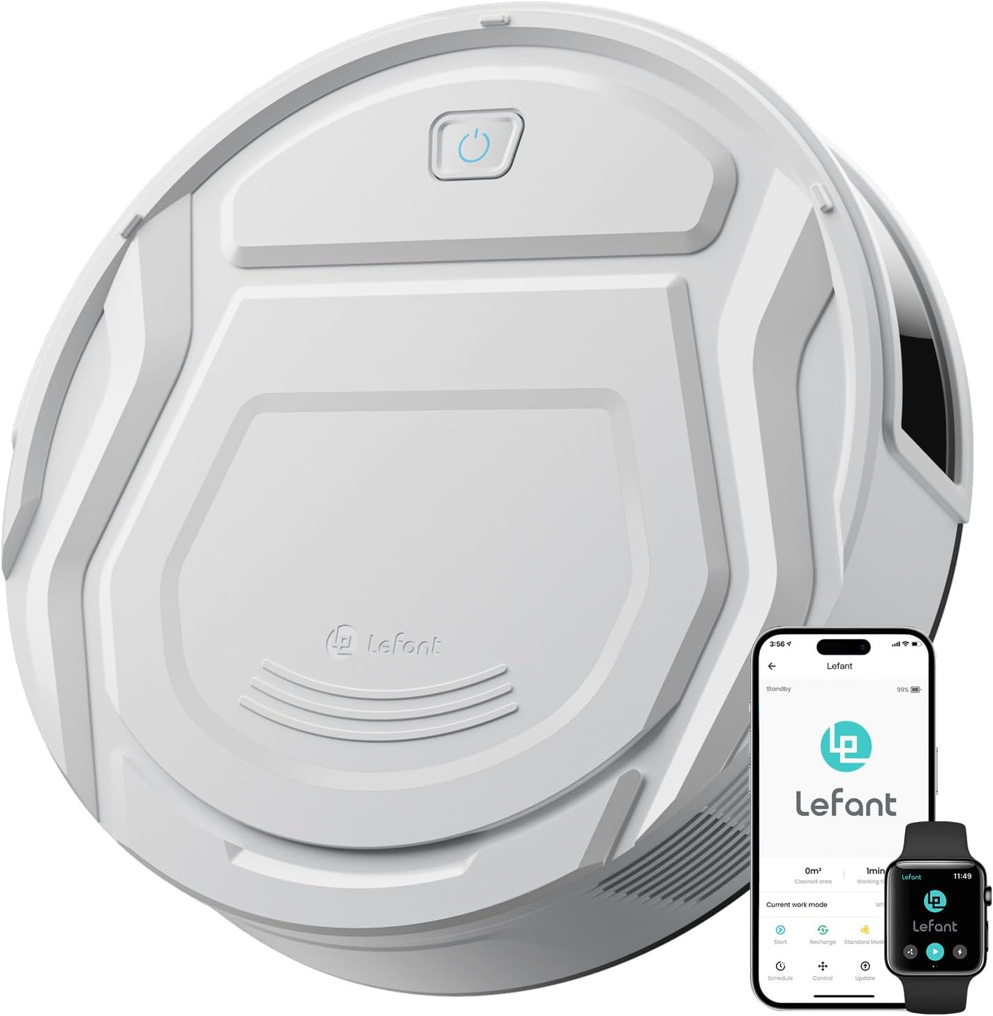LEFANT Robot Aspirapolvere,Potenziamento del Tappeto,2200Pa,120 Minuti,Piccolo aspirapolvere robot 7,8 cm sottile 28 cm Diam,Wi-Fi/App/Alexa,Ideale per peli di animali domestici M210P Grigio