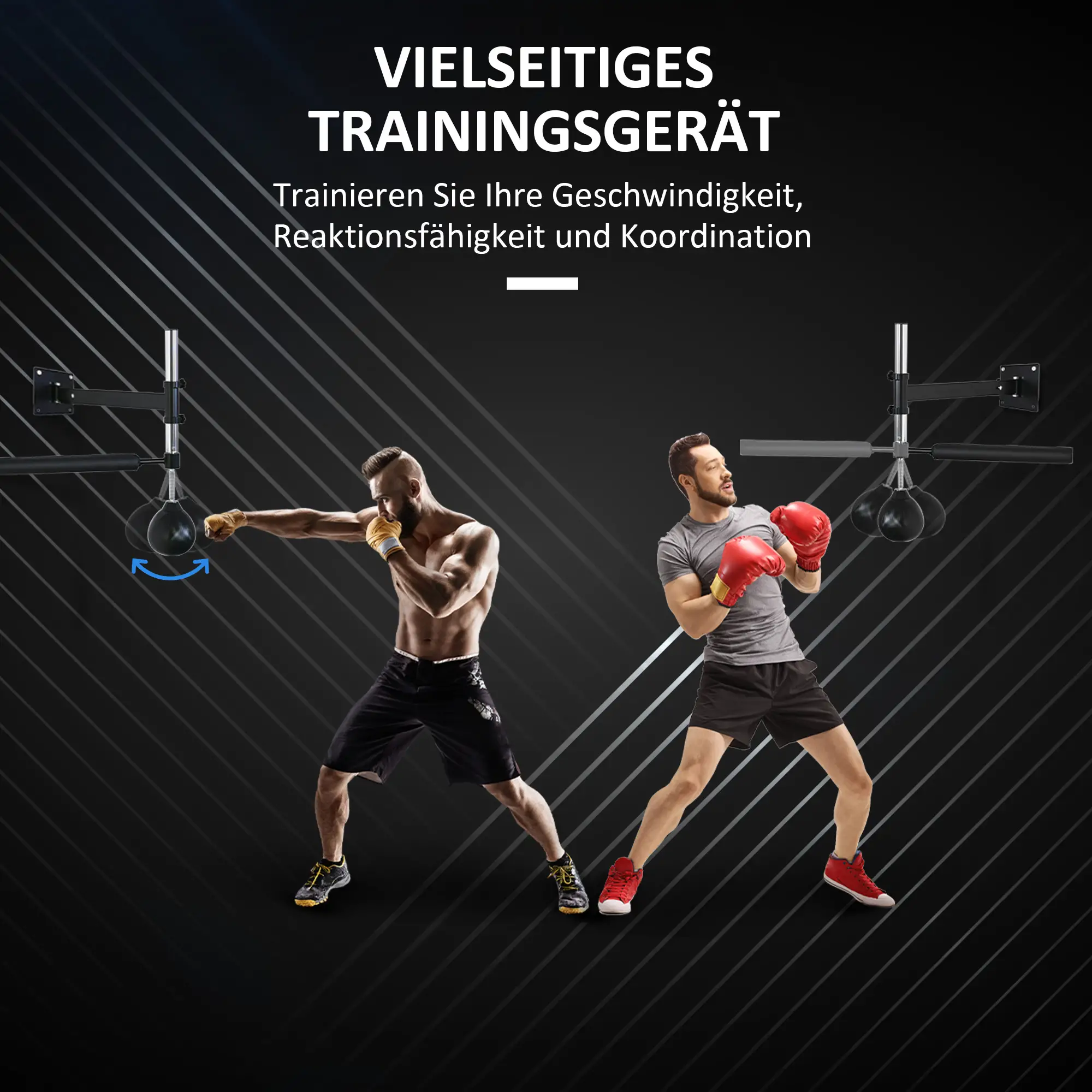 HOMCOM Boxgestell Punchingball in hoogte verstelbaar wandmontage