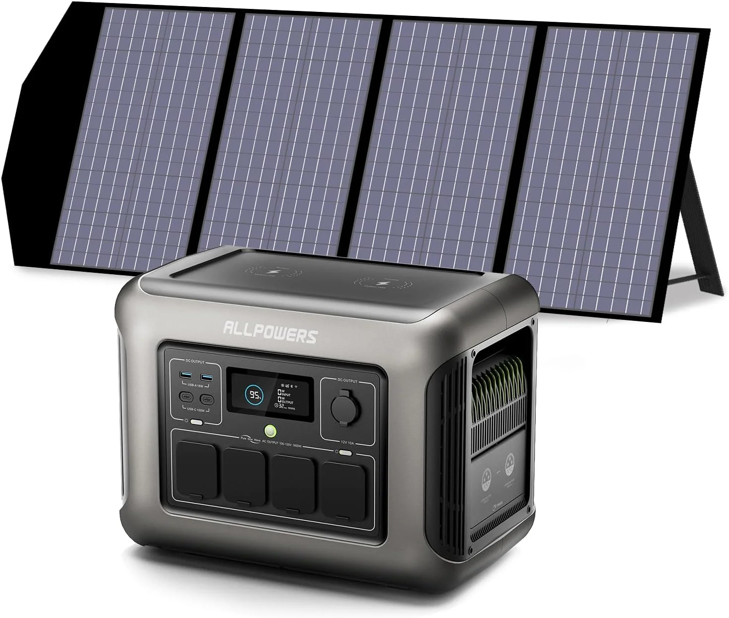 ALLPOWERS R1500 Tragbare Powerstation mit 140W Solarpanel, 1152Wh LiFePO4 Batterie mit 1800W AC Ausgang Solargenerator
