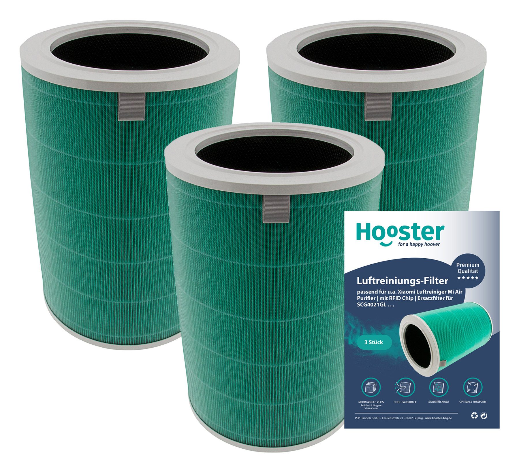 Luftfilter 3er Set Filter kompatibel mit Xiaomi Luftreiniger Mi Air Purifier