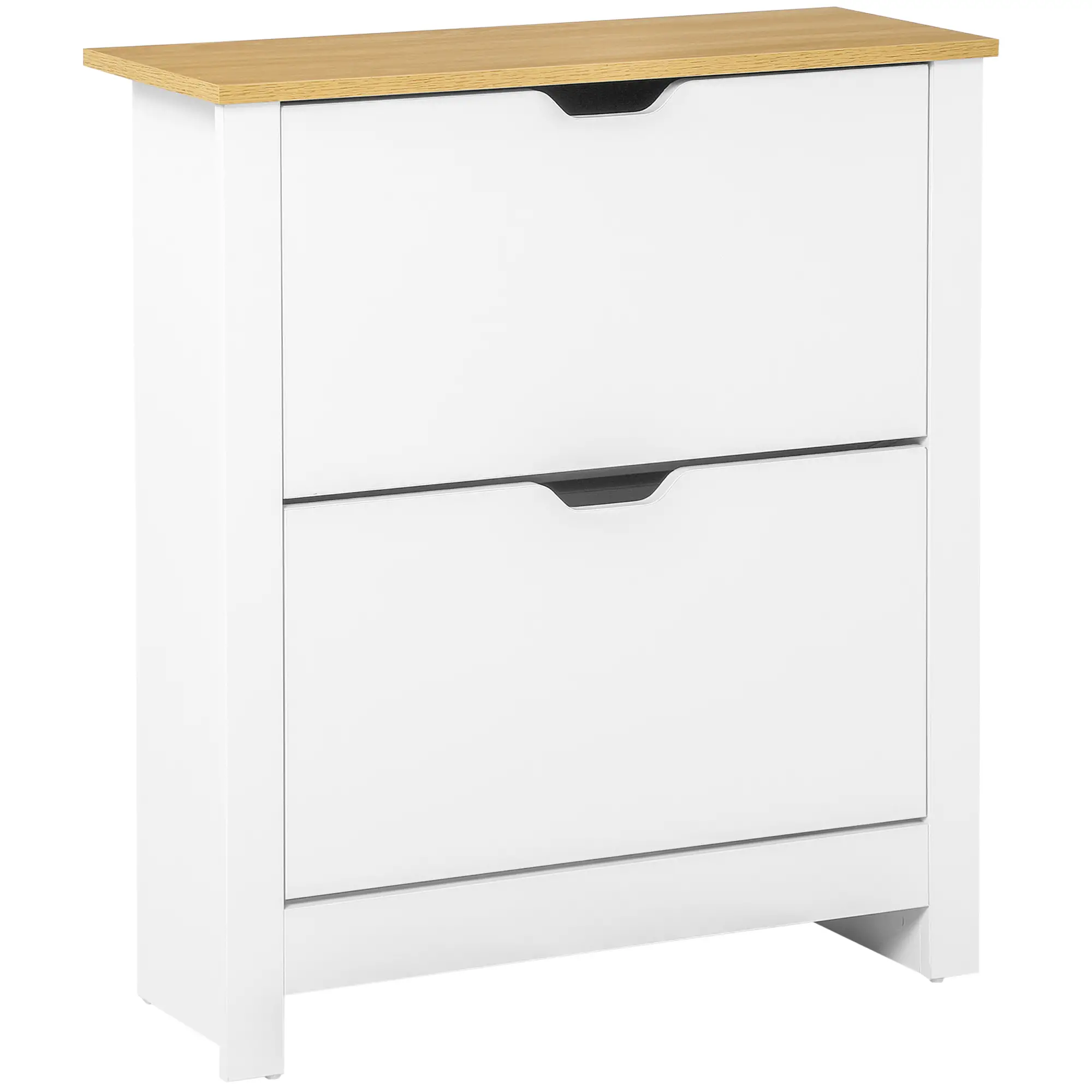 HOMCOM Schuhschrank 2 Klappen 12 Paar Schuhe Kippschutz Weiß