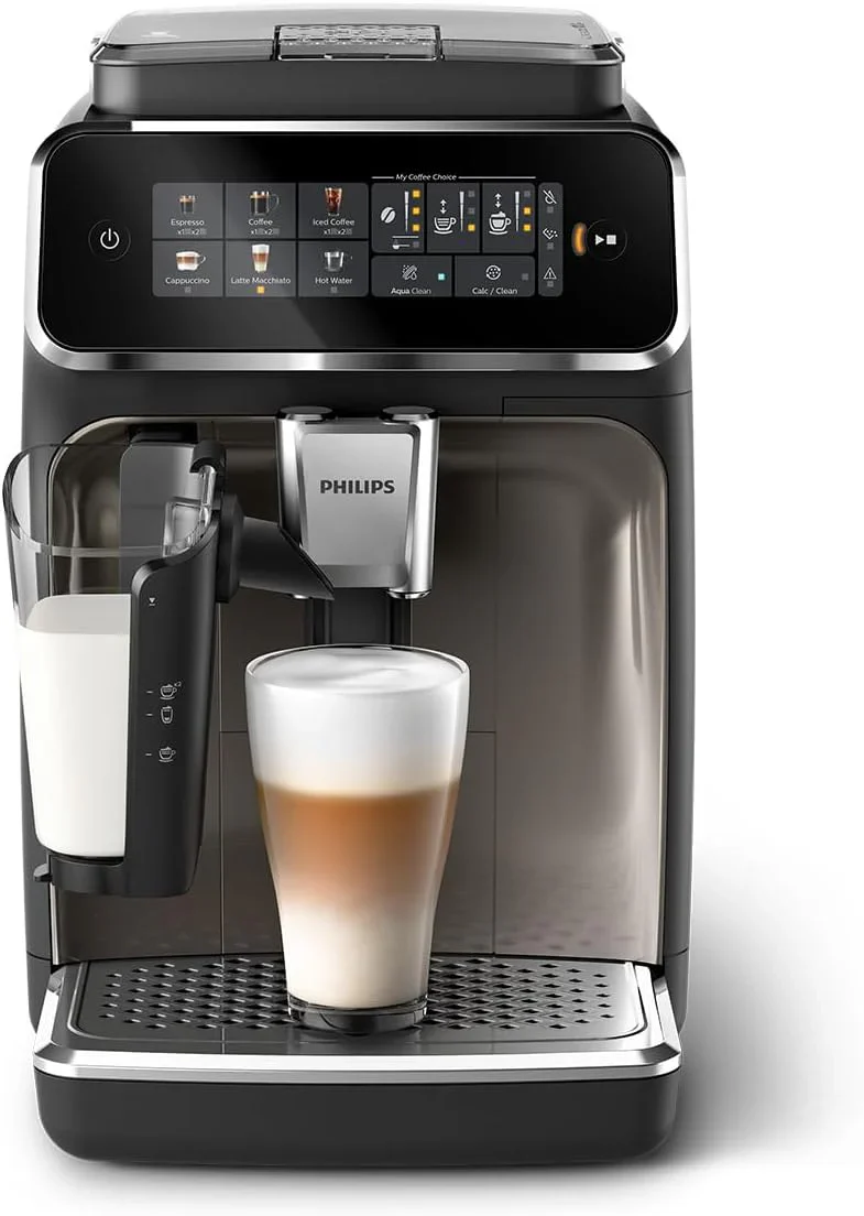 Philips 2300 Serie Vollautomatische Espressomaschine - 4 Getr?nke, modernes Farb-Touchscreen-Display, LatteGo-Milchsystem, SilentBrew, Keramikmahlwerk, AquaClean-Filter. Wei?es Chrom (EP2333/40)