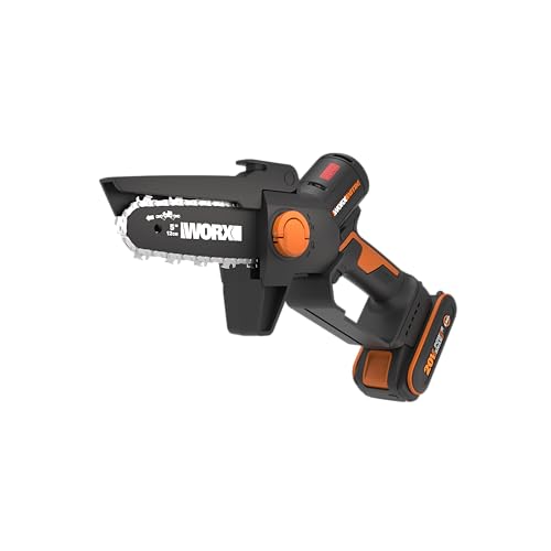 WORX Nitro Mini Motosega potatore a batteria WG325E, Motore Brushless, lubrificazione automatica, leggera e compatta, Motosega Elettrica, PowerShare 20V, con batteria e caricabatterie : Giardino e giardinaggio