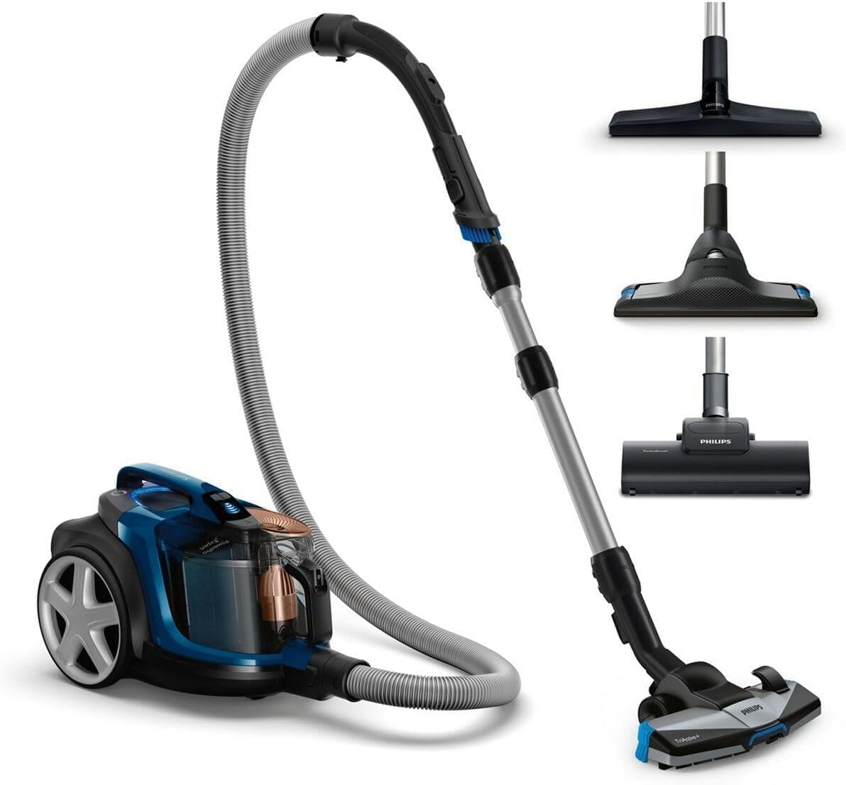 PowerPro Expert Aspirapolvere Senza Sacco, Motore Potente da 900W, Filtro HEPA Allergy Lock, TriActive+ per Pavimenti e Tappeti, Blu (FC9745/09)