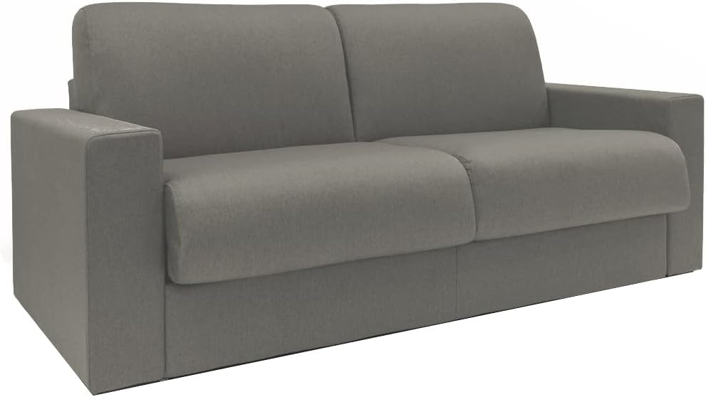 Totò Piccinni Divano Letto Ribaltone Matrimoniale Imbottito con Braccioli, Materasso 14cm, L194cm x P93cm x H67cm (Tessuto Elephant)