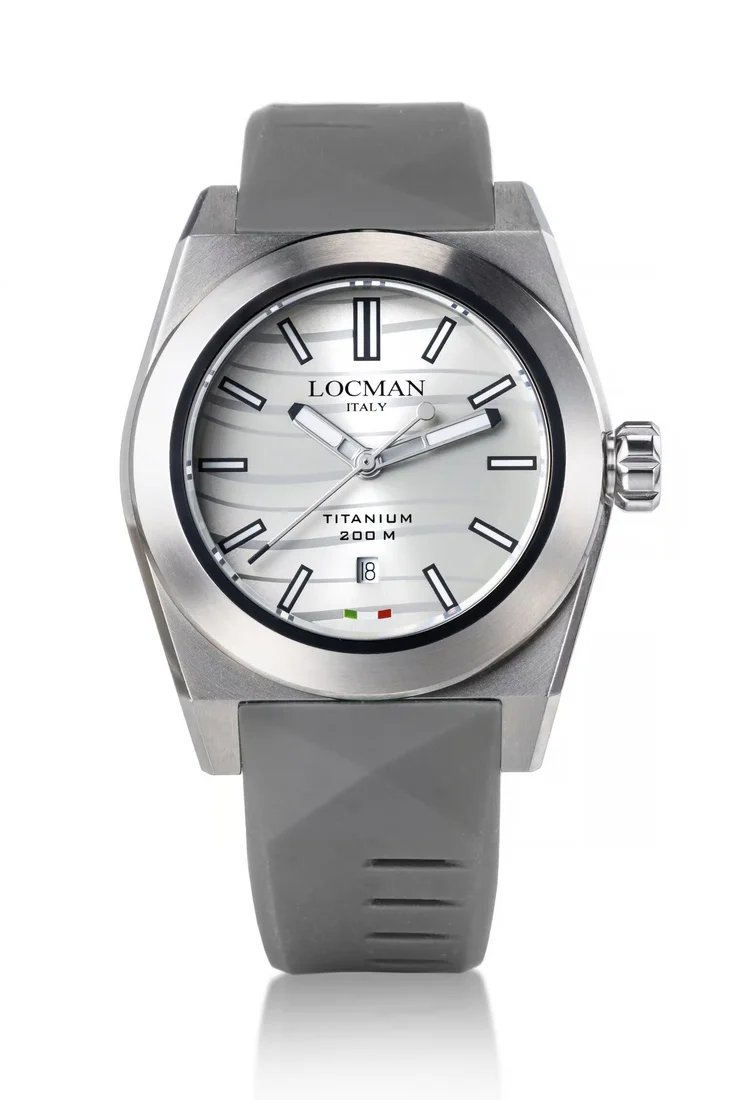 Locman Stealth Titanio argento sunray silicone 0223T06S-00AGWHSA
