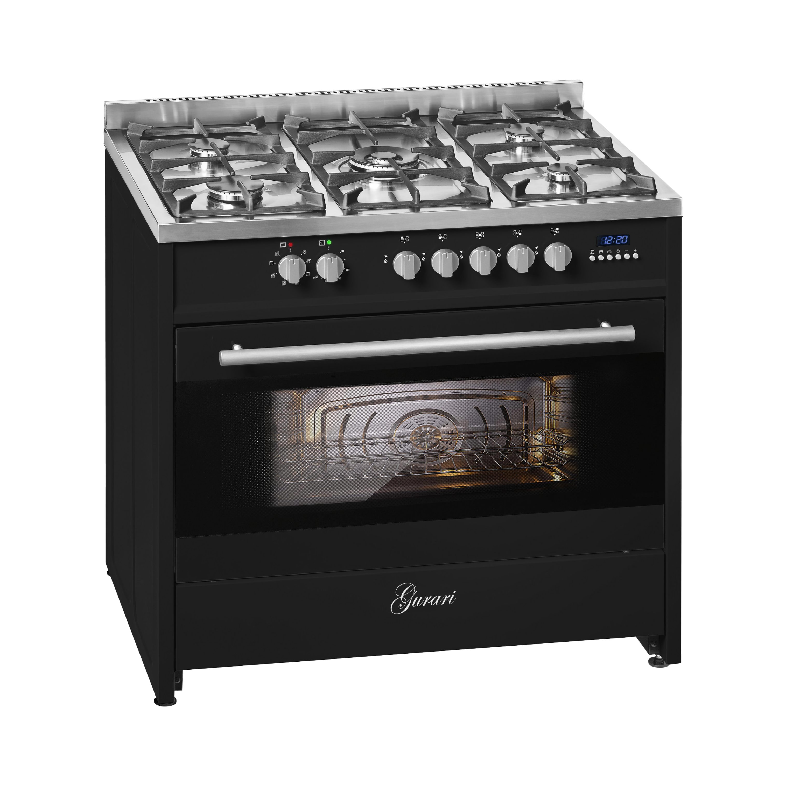 Gas-Standherd Gas Elektro Standherd 90 cm 121 L Erdgas Fl.Gas 4 Kw WOK mit KAUFMANN VIKTORIA 90 BL Kopffrei-Dunstabzugshaube 1000 m³/h, 90 cm GCH E 911 BL+VIKTORIA 90 BL